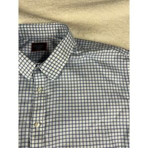 UNTUCKit Mens 3XL Tall Button‎ Down Blue White Plaid 100% Cotton Wrinkle Free